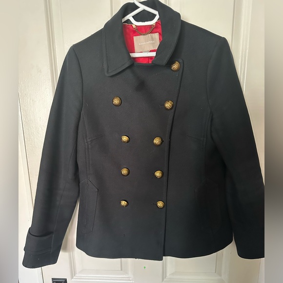 Banana Republic Navy Pea Coat, shell Cotton, lining polyester: pit to pit 19” - Picture 2 of 10